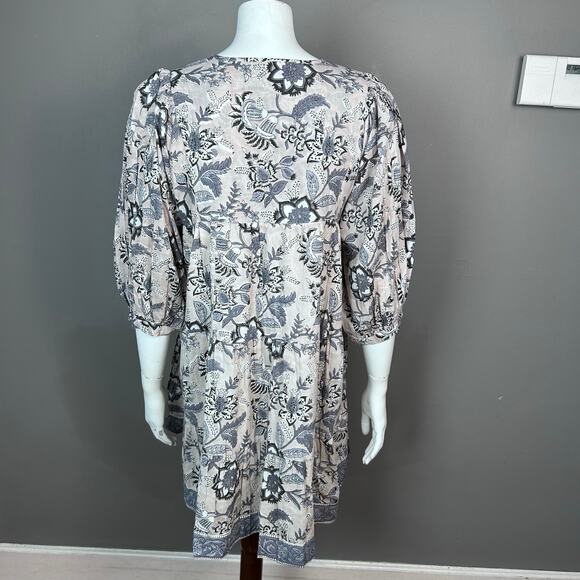 Marea dress small block print babydoll India cotton gauzy boho Kantha - Picture 3 of 8